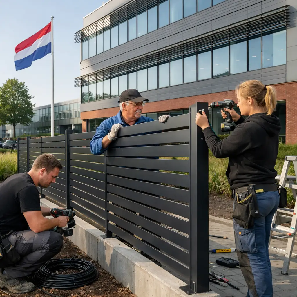 werk aan metalen hek